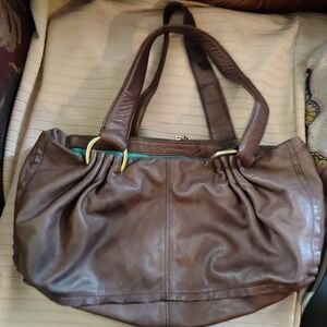 Michael Antonio Brown Leather Shoulder Bag